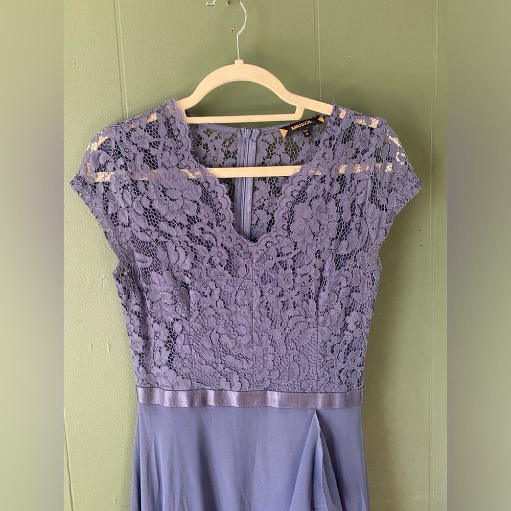 Womens Size 4-6 Dress NEW Asymmetircal Feminine Gray Formal Party Guest Midi - Picture 4 of 15